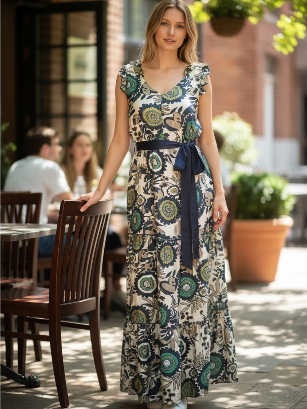 Trinity Boho Maxi Dress - Olive and Ivory
